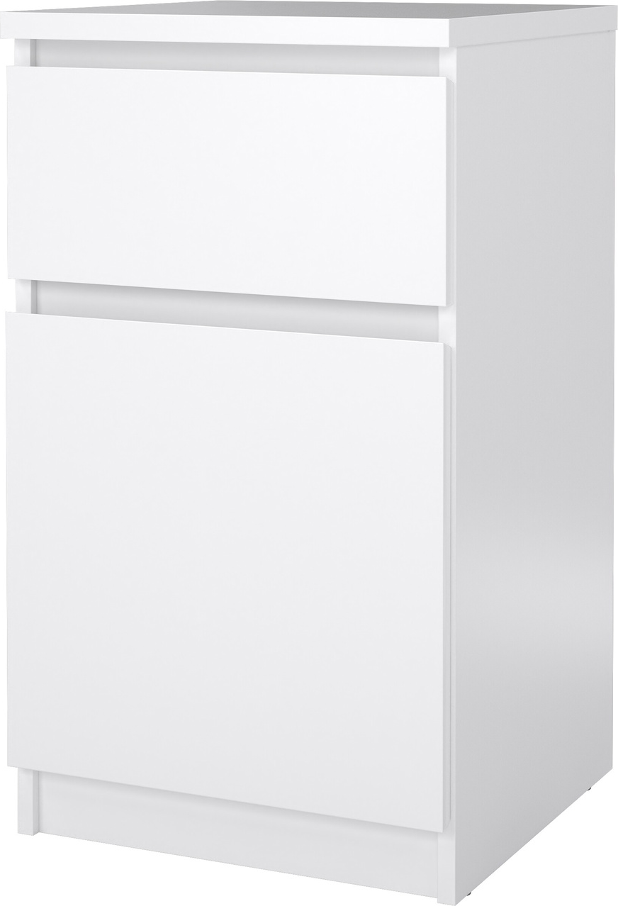 Sengebord Vesterholm Naia   Vægmonteret Hvid Højglans Natbord    Skuffe   Skab  Dansk Fsc  H70   B40   D40 Cm