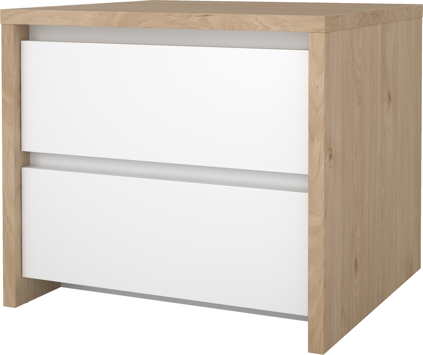 Sengebord Vesterholm Next  Jackson Hickory Hvid Højglans    Skuffer  Dansk Design  Fsc-certificeret