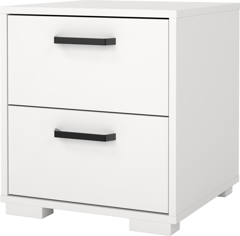 Sengebord Vesterholm Sofia Hvid Sort  Kompakt Natbord Med   Skuffer H44xb40xd40 Cm  Fsc