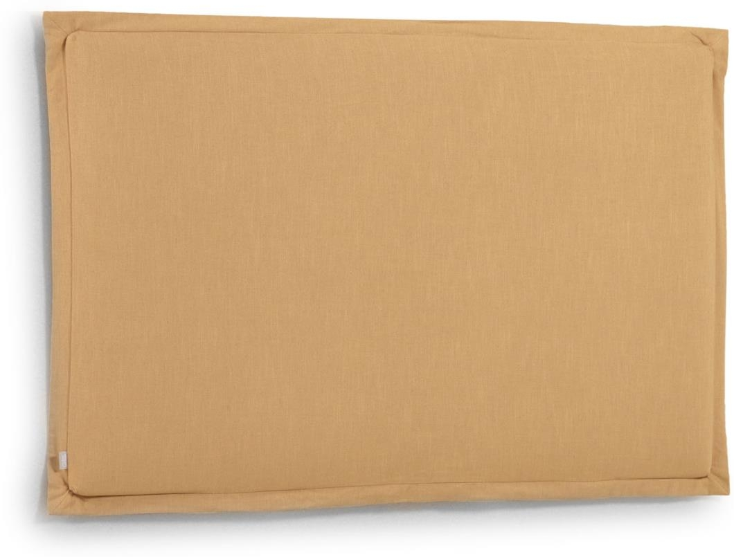 Sengegavl Tanit Kave Home Polstret Stof Sennepsfarve 166x106 Cm Nordisk Design