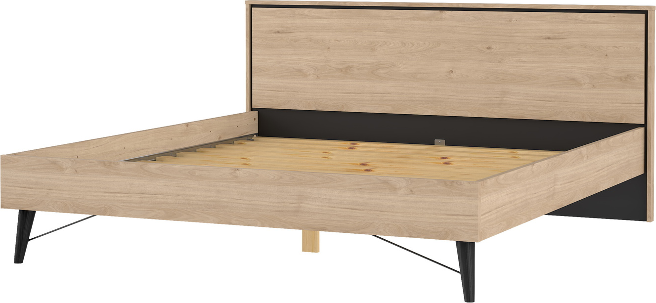 Sengeramme Vesterholm Askø 180x200 Cm Med Lamelbund  Jackson Hickory Spånplade Metalben
