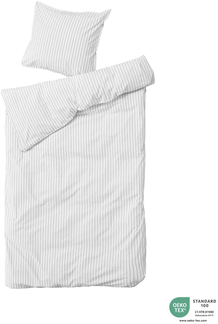 Sengesæt Bynord Dagny 140x220 Cm økologisk Bomuld Percale Oeko-tex 100 Enzymvasket Snow    Coal Kuvertlukning
