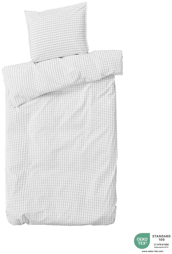 Sengesæt Bynord Erika Sengetøj 140x200 Cm økologisk Bomuld Snow   Coal Percale