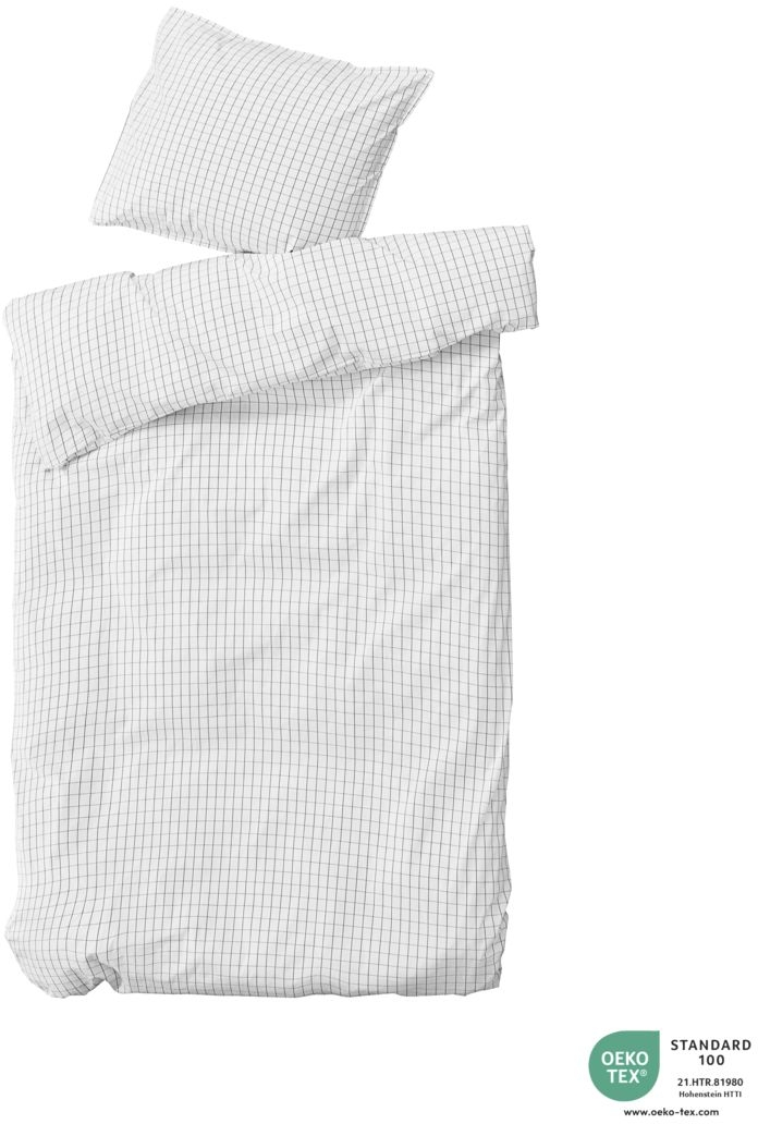 Sengesæt Bynord Erika 140x220 Cm økologisk Bomuld Percale Snow    Coal