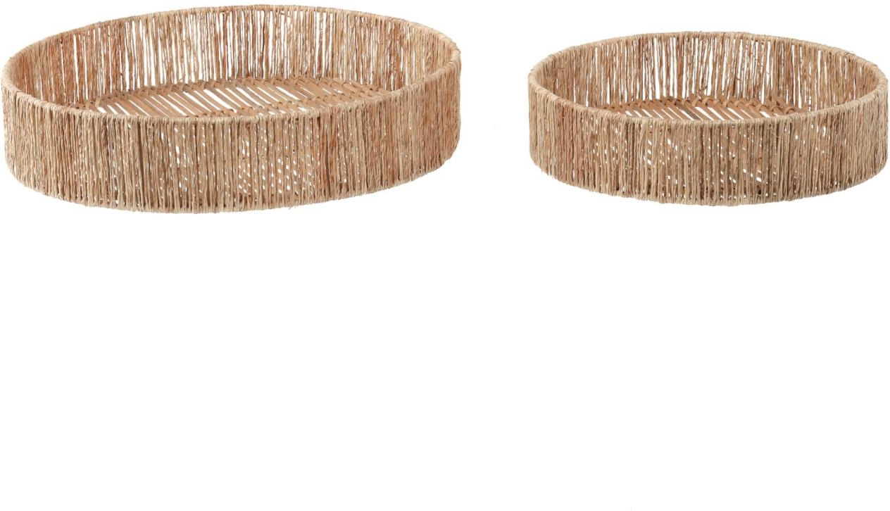 Serveringsbakker Sæt Stk Kave Home Estibalis Håndvævet Rattan Natur
