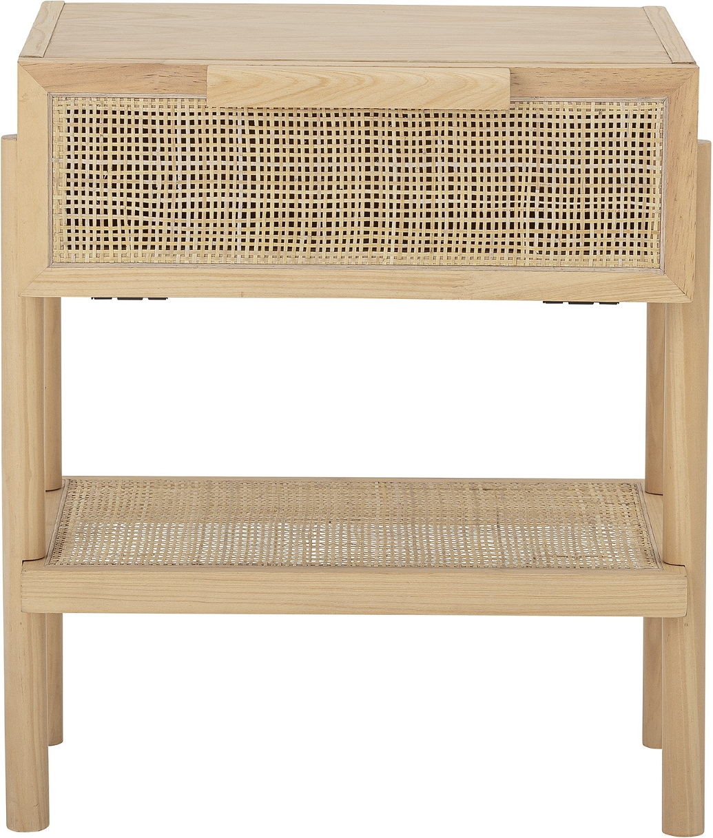 Elegant sidebord i fyrretræ og rattan fra Bloomingville