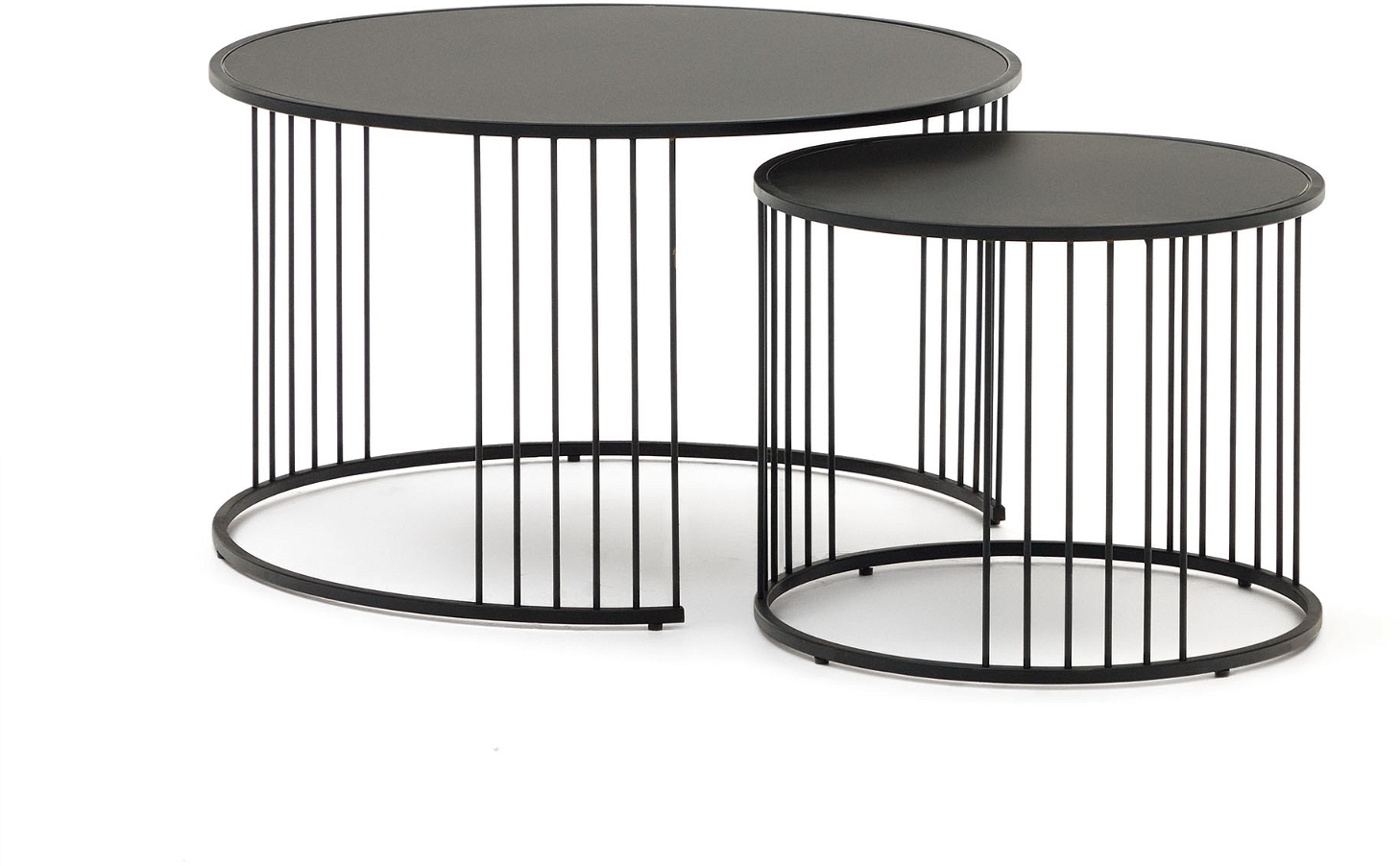 Sidebord Kave Home Hadar 75x75x45 Cm Mat Sort Hærdet Glas Og Pulverlakeret Stål
