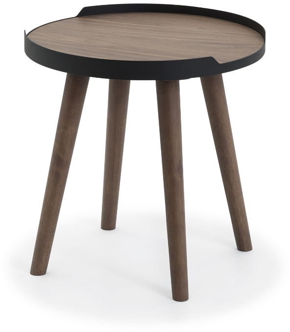 Elegant Rundt Sidebord Hasseris Ø47 cm i Valnødfinér