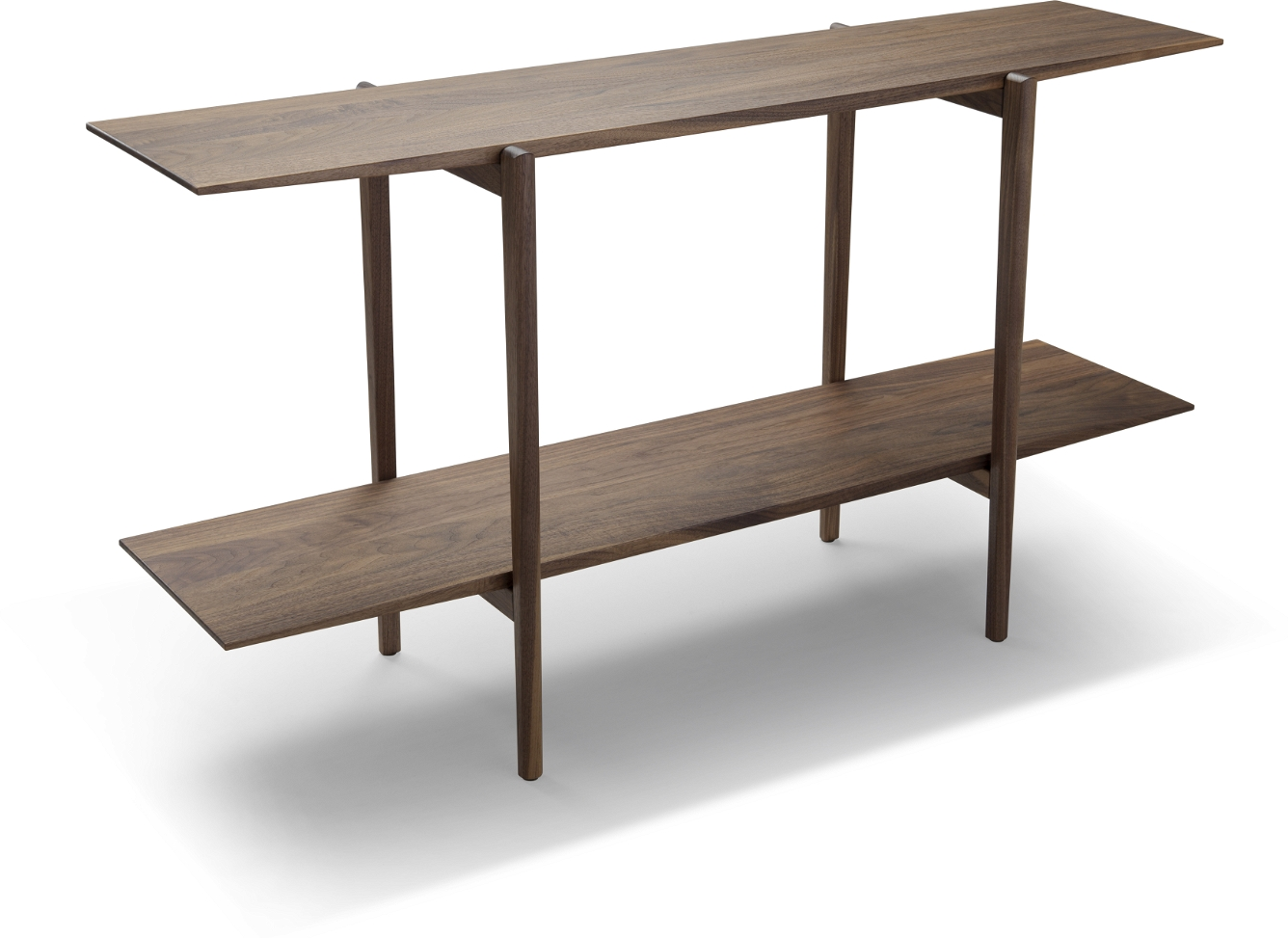 Elegant sidebord i valnød med hylder - Calpe serien