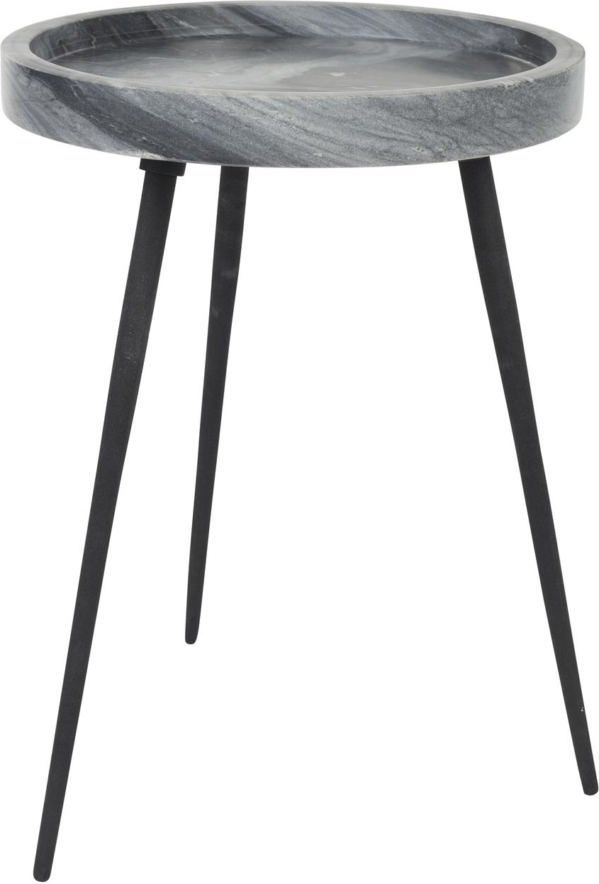 Elegant Sidebord i Askegrå Marmor med Sort Jernbase