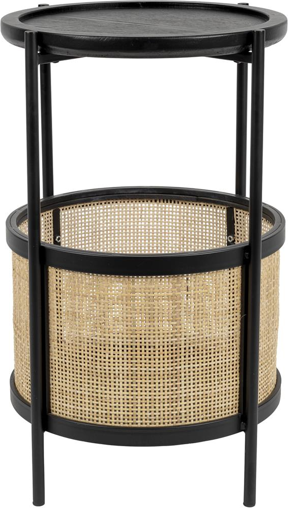 Elegant sidebord i antracit med flettet rattan - Makoto