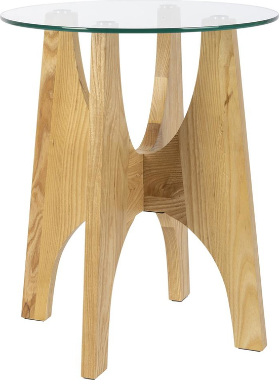 Sidebord Småbord Zuiver Kobe ø45 H55 Cm Mørk Sand Glasbordplade Asketræsbase