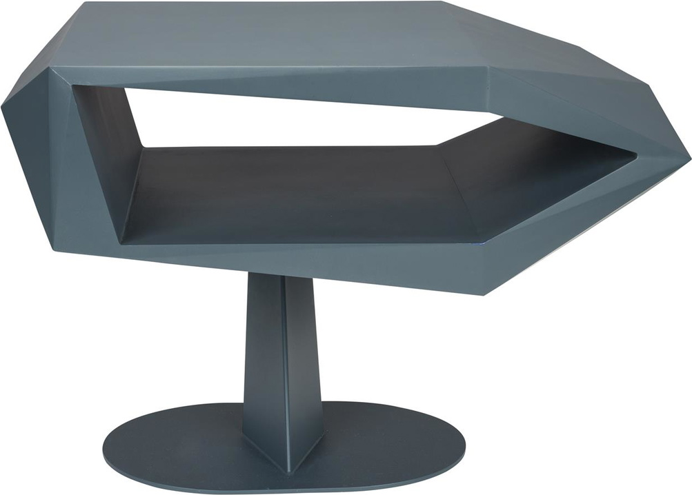 Sidebord Småbord Zuiver North Askegrå Asymmetrisk Harpiksbord Med Jernramme Til Stue Og Soveværelse 60x40x40 Cm