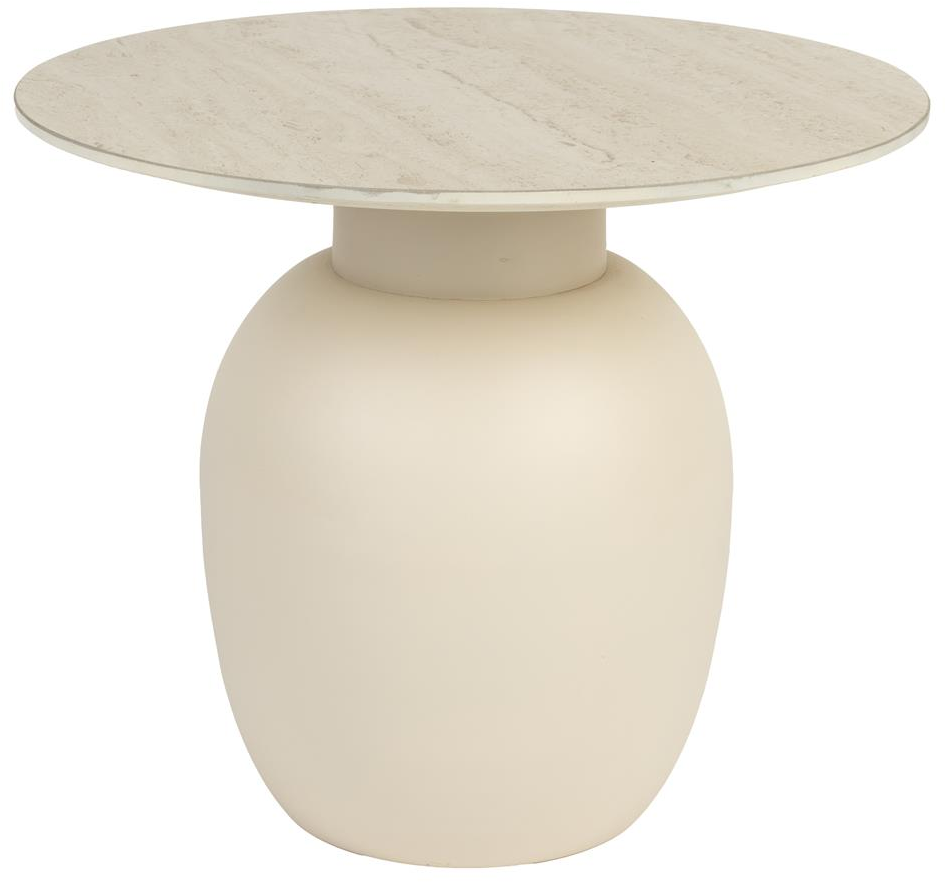 Sidebord Karula Ø50 cm - Lysgrå Travertine-look