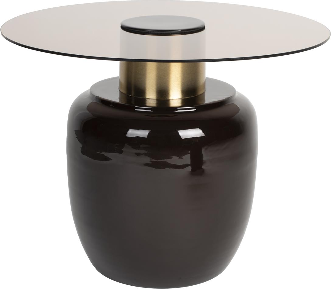 Elegant Mohra Sidebord i Lysgrå Hærdet Glas og Jern