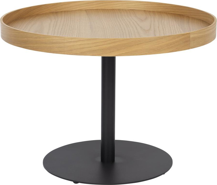 Sidebord Studio White Yuri - Ø56 cm, Mørk Sand Egetræ