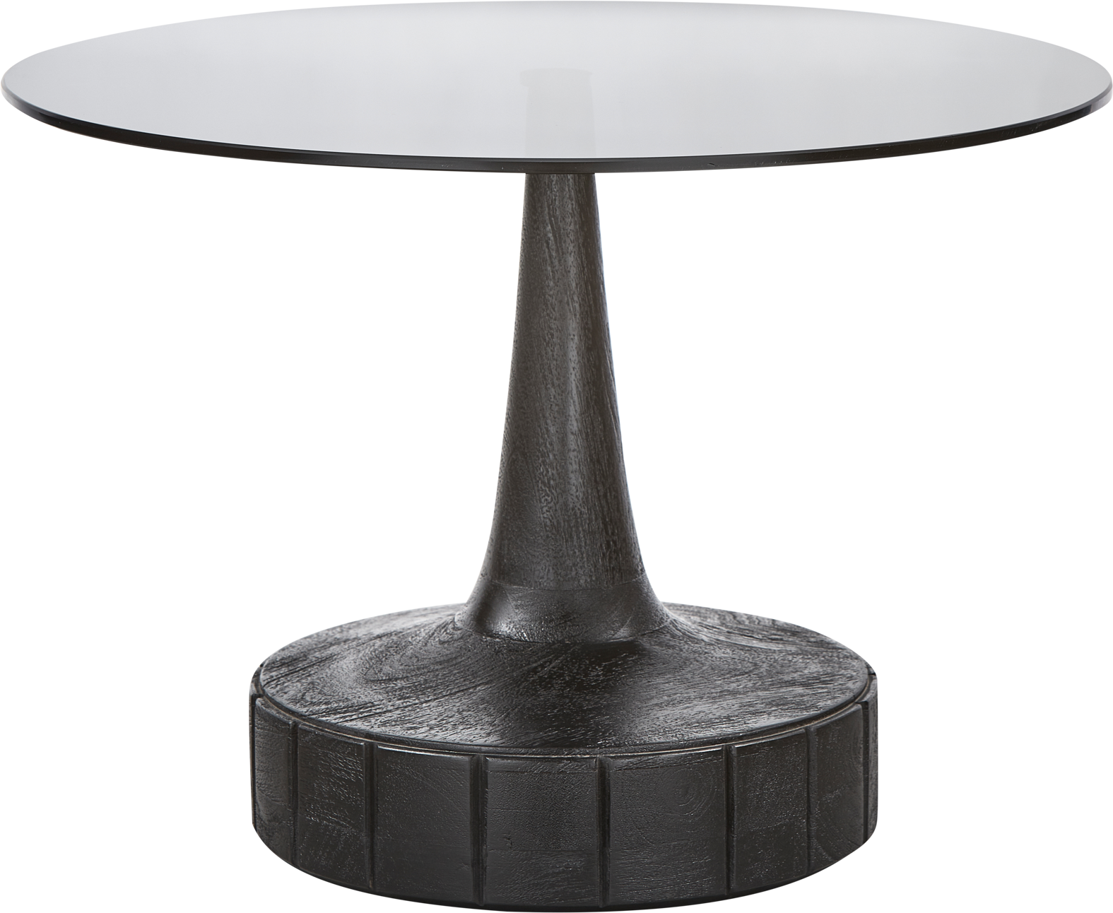 Sidebord Woood Collection Soya   Sort Mangotræ Med Rund Glasplade ø60 H43