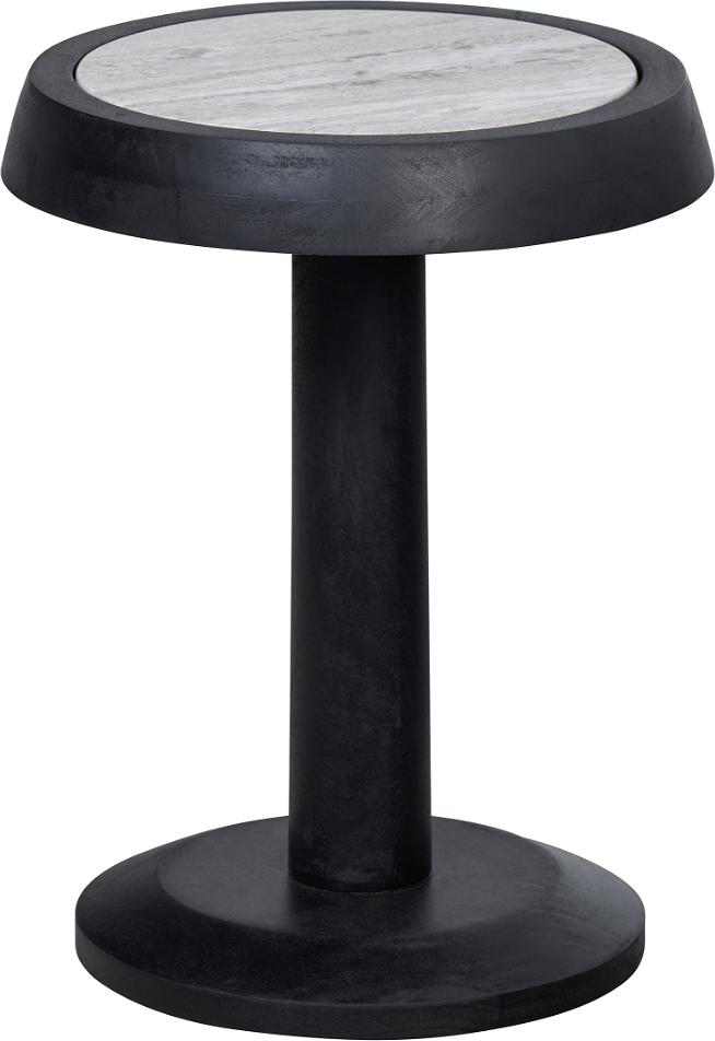 Sidebord Woood Exclusive Nanne   Sort Mangotræ Med Marmorbordplade H46x36x36 Cm