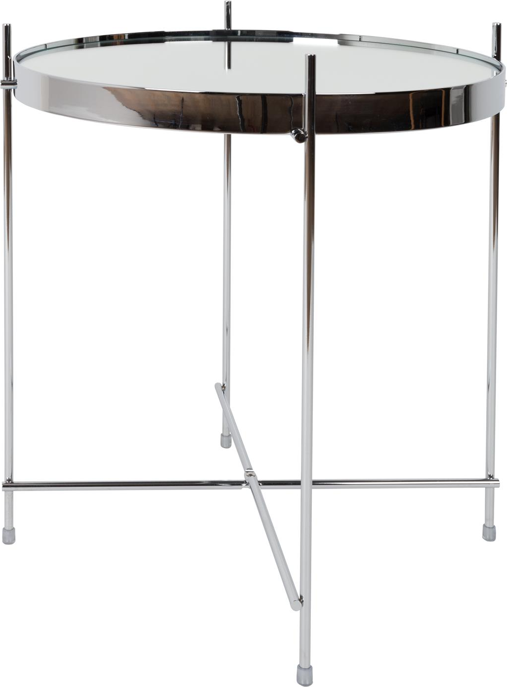 Sidebord Zuiver Cupid ø43ã H45 Cm Sølvfarvet Metal Og Glas