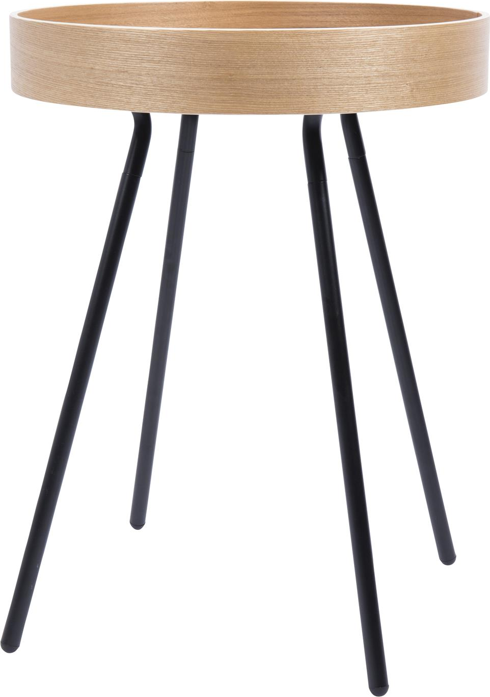 Sidebord Zuiver Oak Massivt Egetræ ø46 H55 Cm Med Sort Stålunderstel