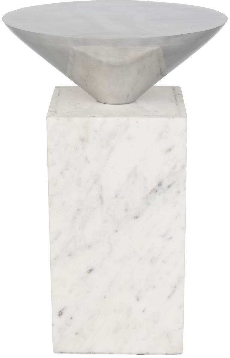 Sidebord Zuiver Pride i Offwhite Marmor og Aluminium