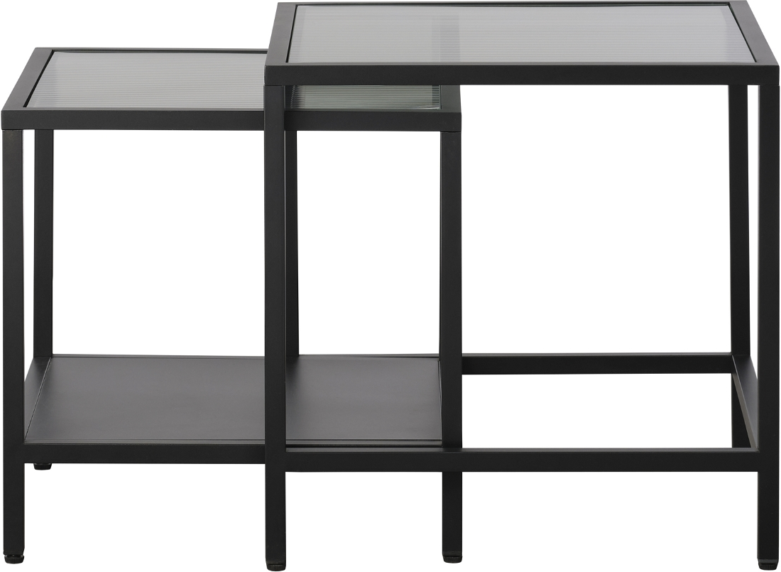 Sidebordssæt Nordique Design Bronco   Sort Metal Med Hærdet Glas 50x50x50 Cm   Stk