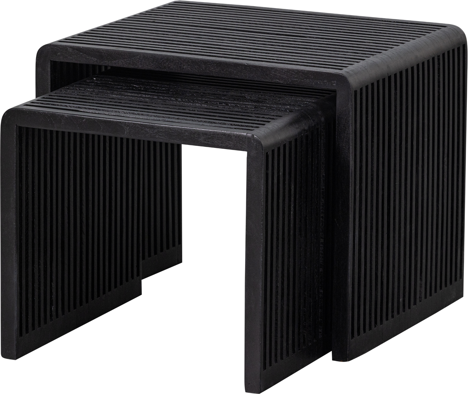 Sidebordssæt Woood Collection Zenith   Borde   Genanvendt Teak Mat Sort H50xb40xd45 Cm