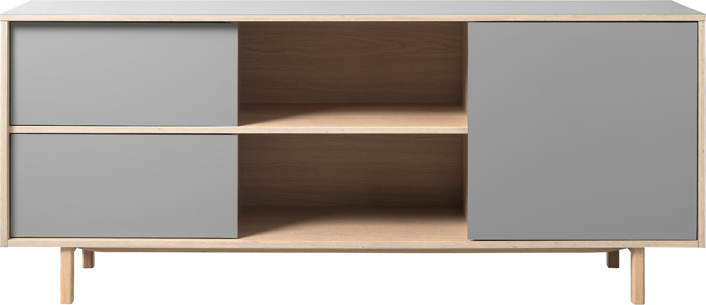 Skænk Buffetskab Nordique Design Bilbao   Egetræ Natur   Grå Hpl    Døre  H75ã B180ã D45 Cm