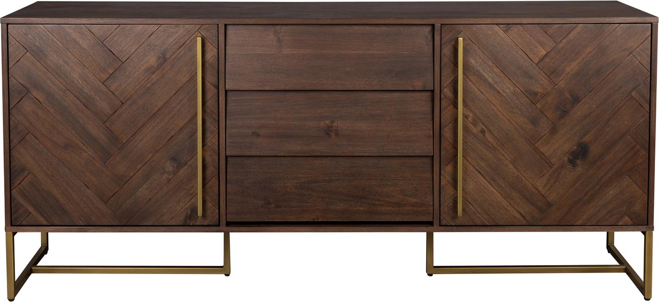 Skænk Dutchbone Class   Retro Sideboard   Akaciefiner Og Pulverlakeret Stål 180x45x80 Cm Kaffe