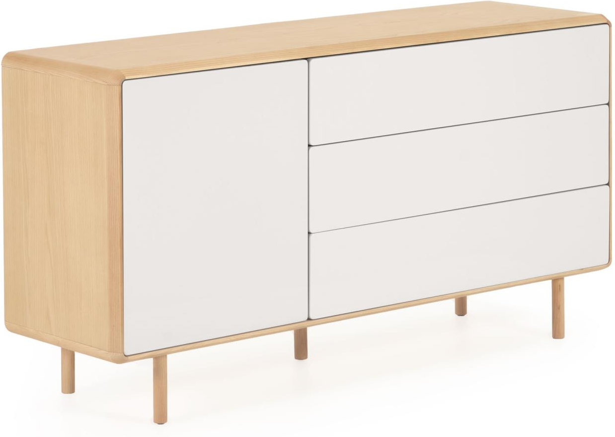 Skænk Kave Home Anielle Natur Grå Sideboard Askefiner Med Soft-close Og Justérbare Ben