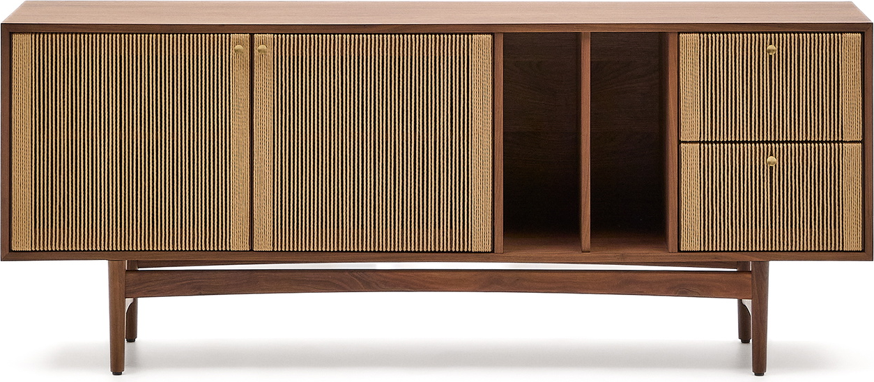 Skænk Kave Home Elan Mørk Natur Massivt Træ Sideboard B180 D45 H73 Låger Skuffer