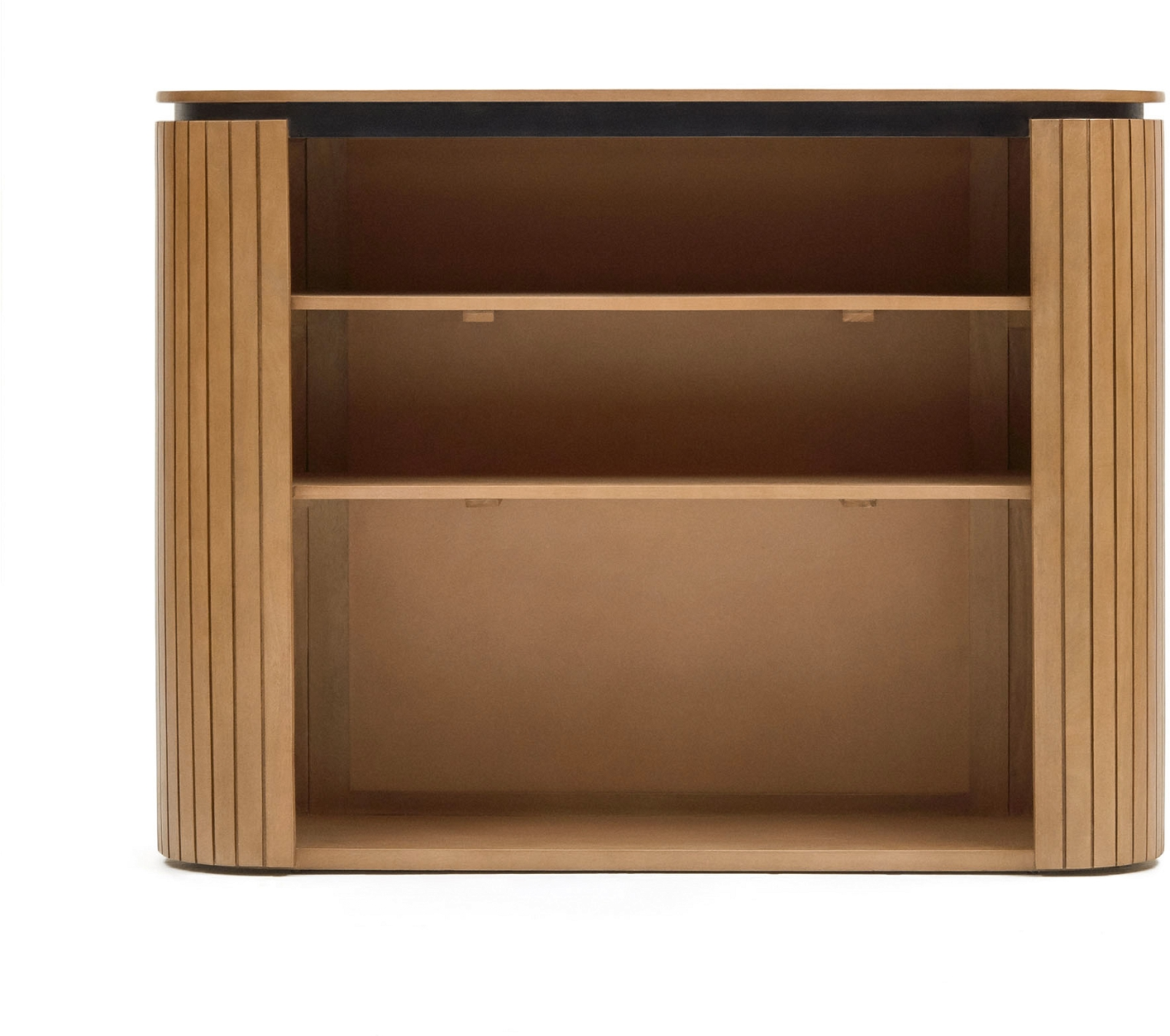 Skænk Kave Home Licia   Massivt Mangotræ Natur Finish Tre Hylder H90   B120   D45 Cm Rustik Moderne