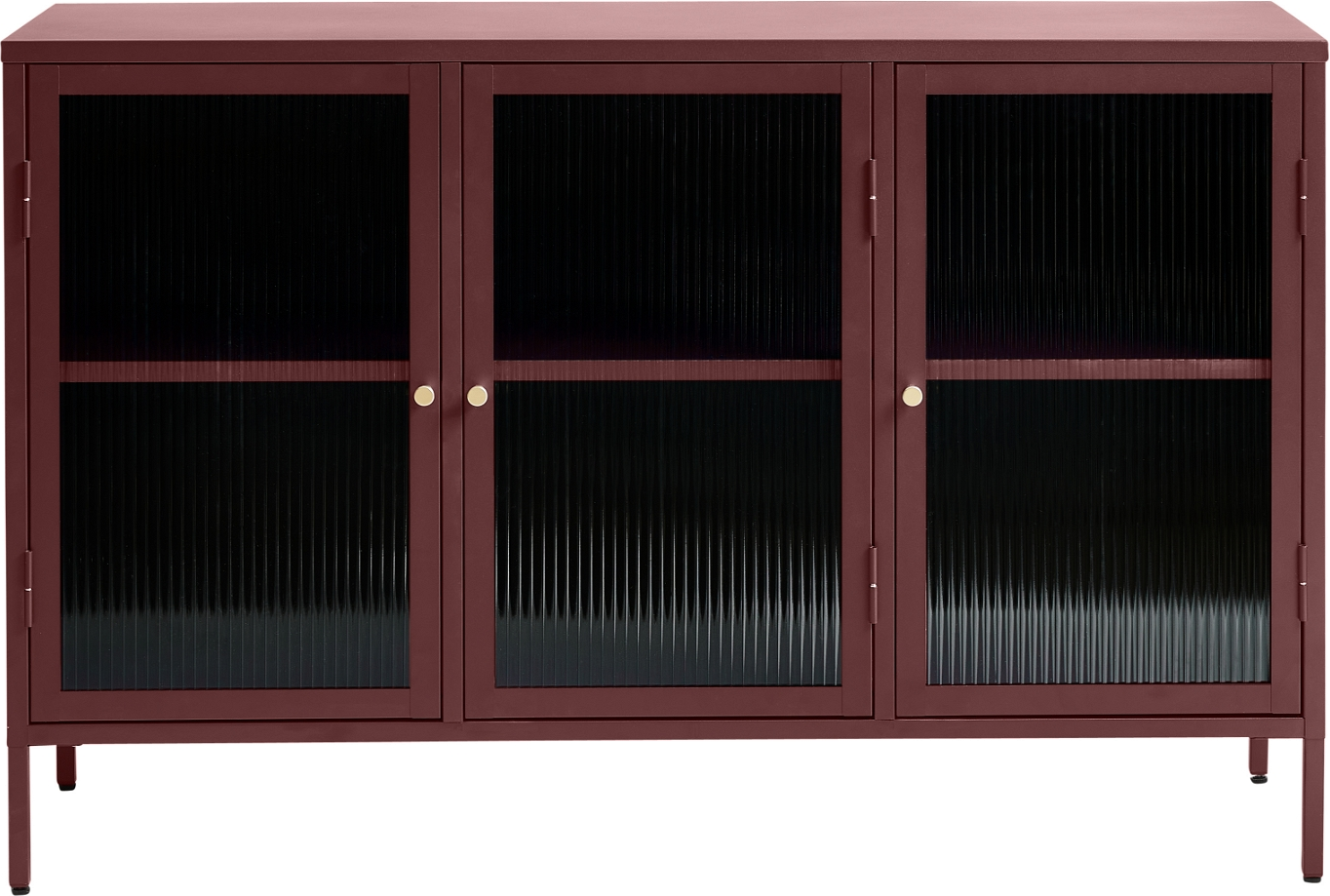 Skænk Nordique Design Bronco Vinrød Koldvalset Stål   Rillet Glas 85x132x40 Cm