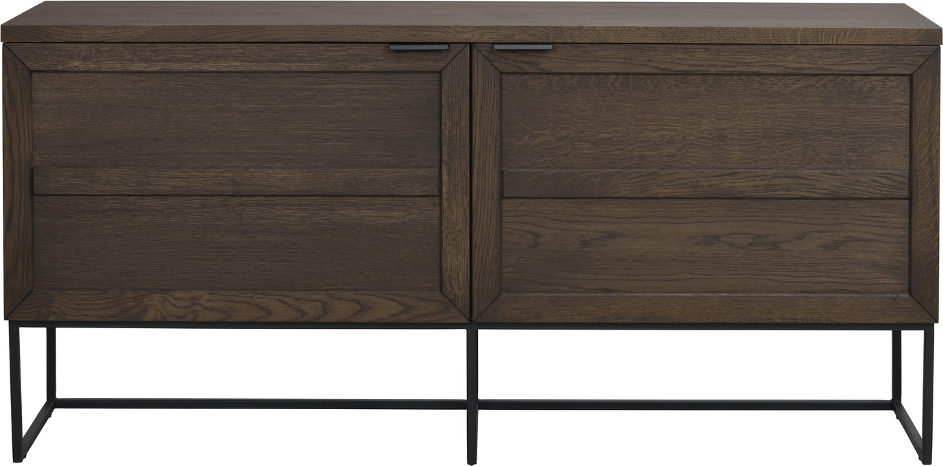 Skænk Rowico Everett Opbevaringsskænk Massivt Egetræ Med Børstede Lameller Og Sort Metalramme Fsc 100 75ã 160ã 41 Cm