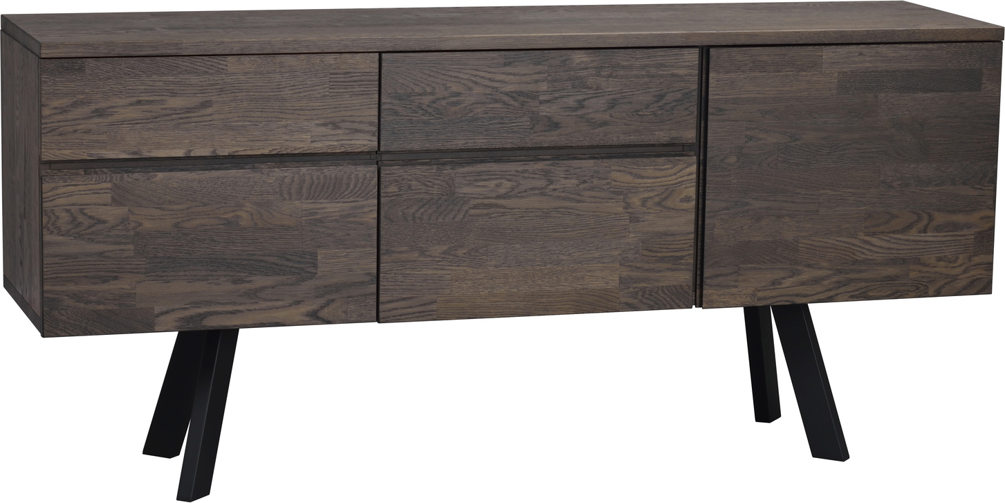 Skænk Rowico Fred Mørkebrunt Fingersamlet Egetræ Med Sort Metalben 79ã 170ã 42 Cm