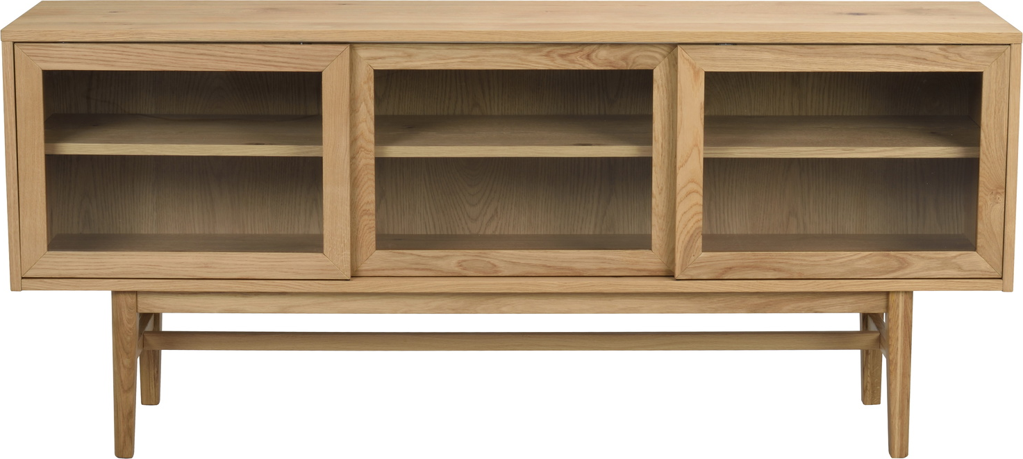 Skænk Rowico Hazelton Oliebehandlet Egetræ Med Glaslåger 170x40x75 Cm