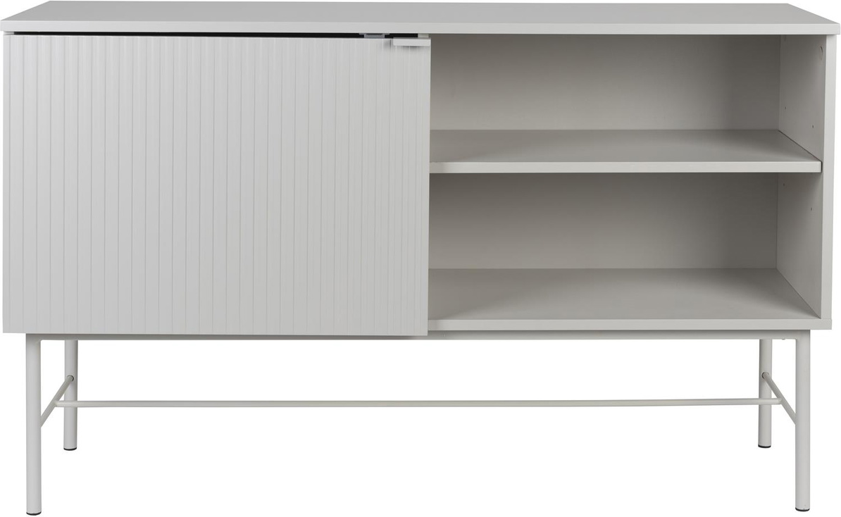 Skænk Studio White Cayo H75ã B124ã D40 Cm Sølv Pulverlakeret Mdf Med Jernben Moderne Design