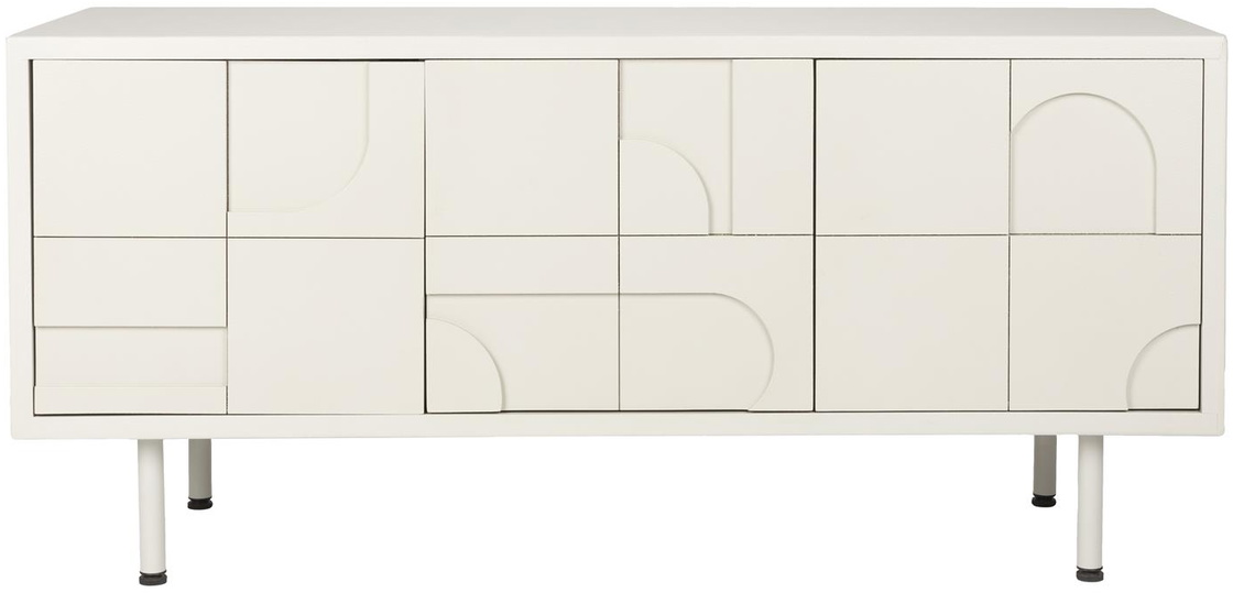 Skænk Studio White Funk Offwhite Lakeret Mdf Med Unikke 3d-døre   Organiske Former 120x55x40 Cm