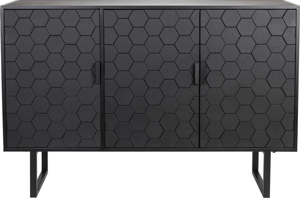 Skænk Studio White Linc Askegrå Grantræ Finér Med Hexagon-design H90xb135xd36 Cm
