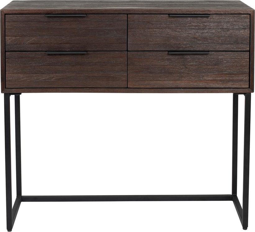 Skænk Studio White Webster Askegrå Genbrugsteak Med Jernben Opbevaringsskab Skuffer H82xb90xd35 Cm