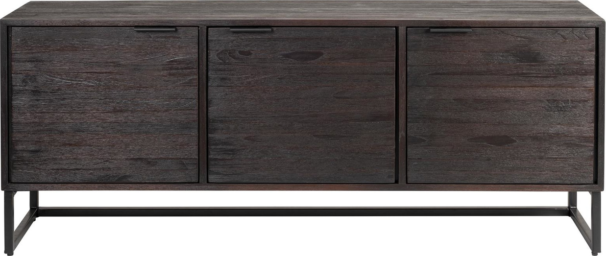 Skænk Studio White Webster 140   35   55 Cm Askegrå Teak Med Metalben   Elegant Opbevaring Med Tre Døre  Genanvendt Teaktræ
