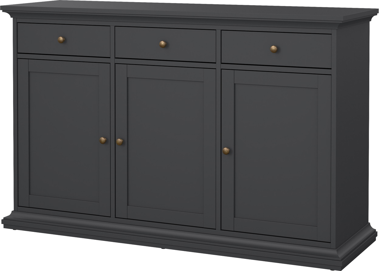 Skænk Vesterholm Nora   Mat Grå    Låger Og   Skuffer  B143   H92   D46 Cm  Fsc  Fremstillet   Danmark