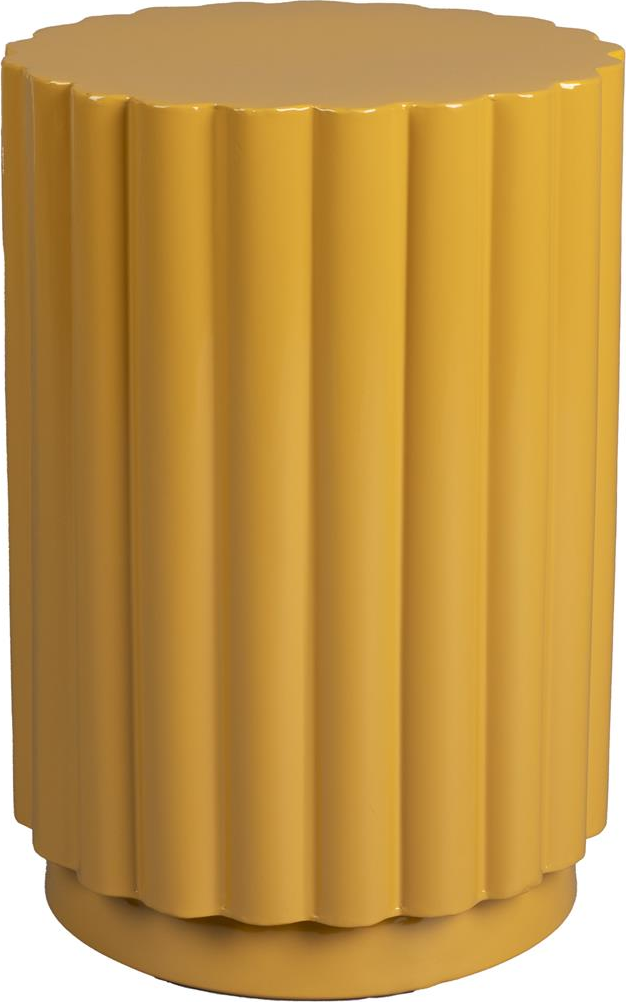 Skammel Dutchbone Camila   Karamel ø32   H45 Cm Pulverlakeret Jern Med Massivt Fyrretræs Bordplade Retro Ribbet Struktur