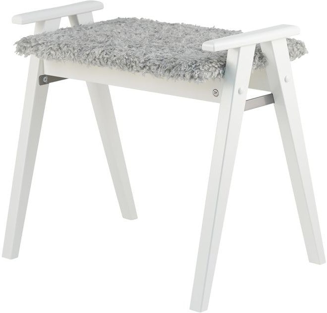 Elegant Hvid Fodskammel med Imiteret Fårskind - Black Friday!