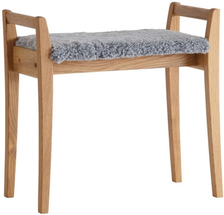 Elegant Skammel Meja i Olieret Egetræ med Fåreskind