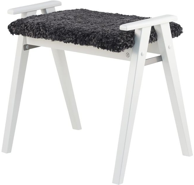 Elegant Hvidlakeret Skammel med Fåreskind - Alme Design