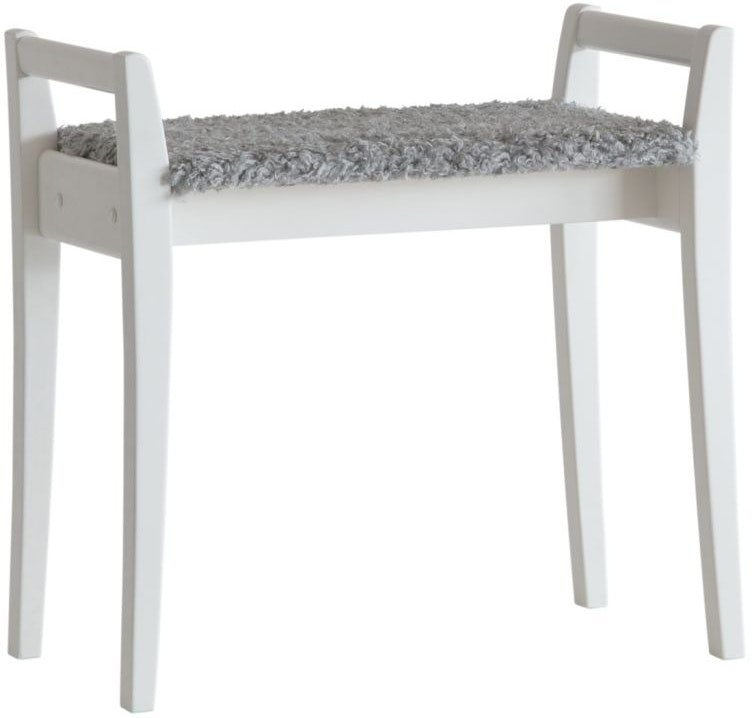 Elegant Hvid Birketræ Skammel med Fåreskind - Stilfuld Design
