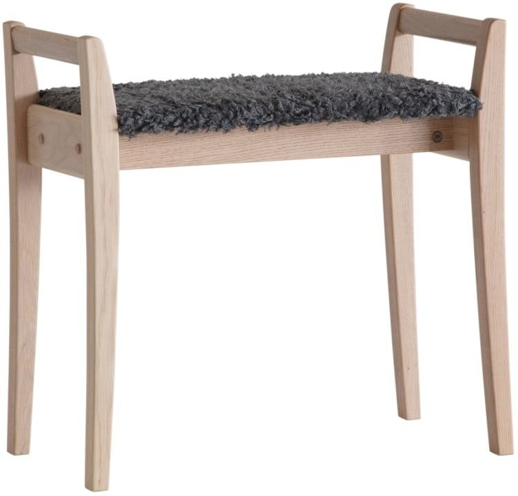 Elegant Hvid Skammel med Mørkegråt Fåreskind - Tidsløs Design
