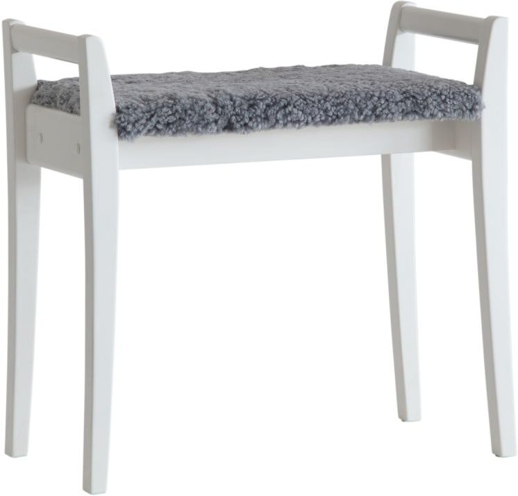 Elegant Hvidlakeret Birkeskammel med Fåreskind