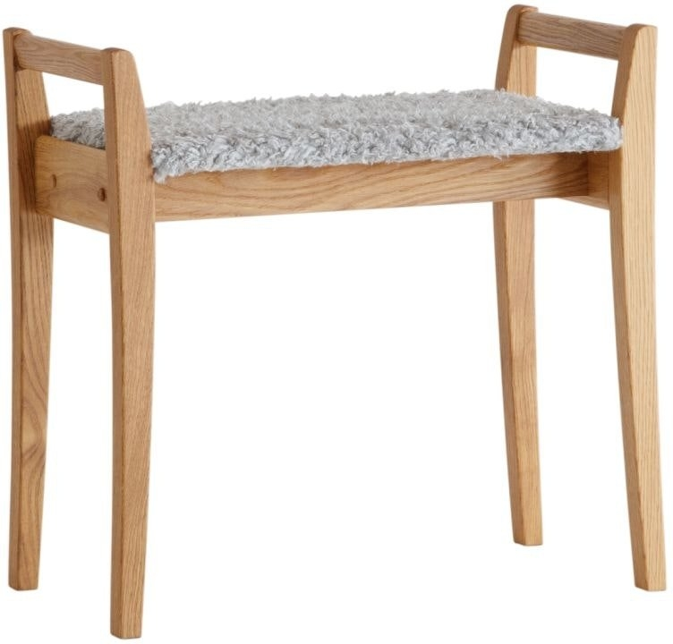 Elegant Skammel Meja i Olieret Egetræ med Fåreskind